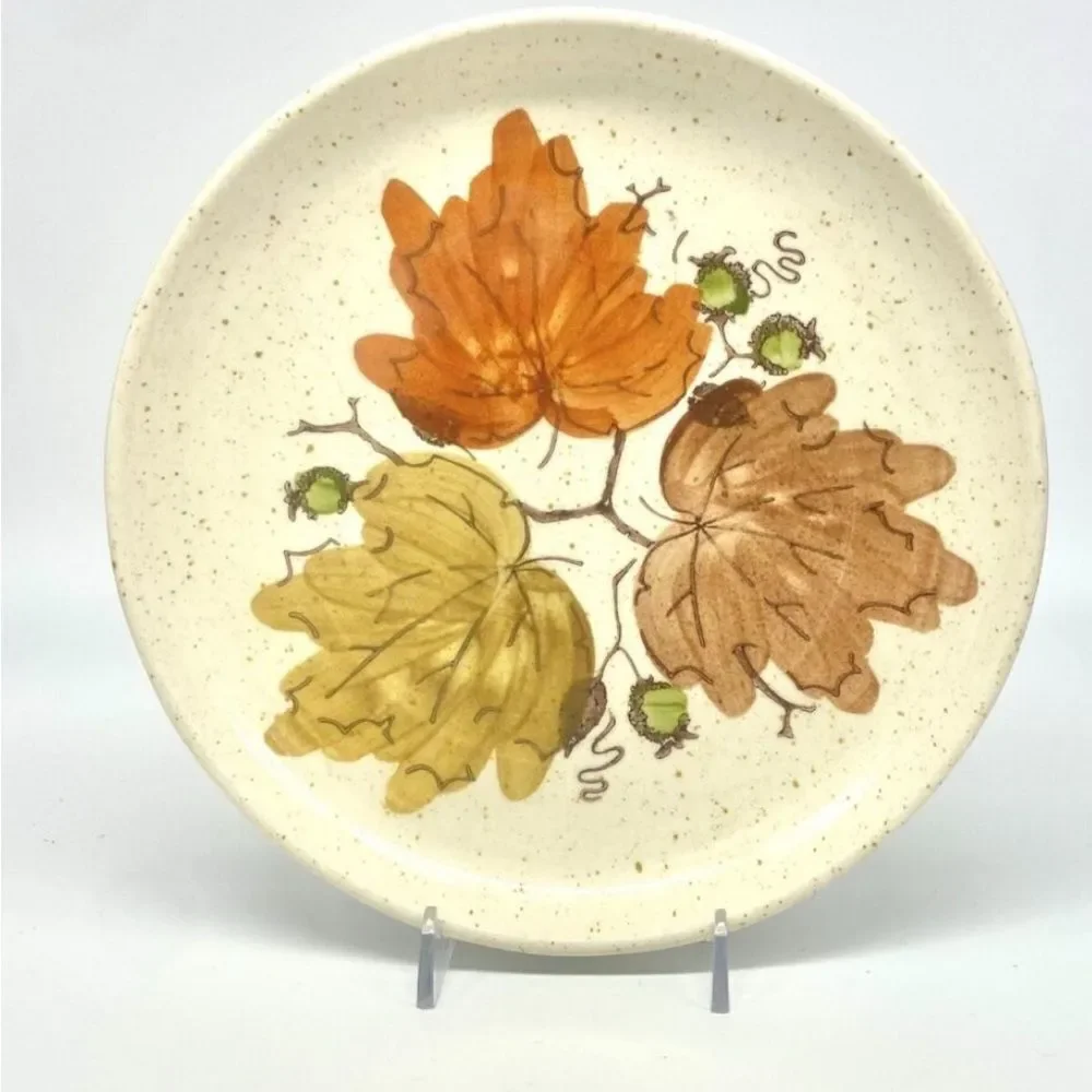 Poppytrail Woodland Gold Brown Orange Autumn Leaf Dinnerware Hand Decorated Set